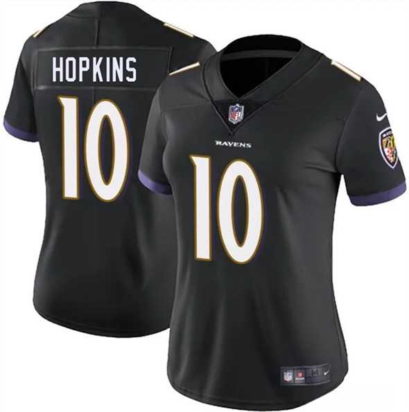 Womens Baltimore Ravens #10 DeAndre Hopkins Black 2025 Vapor Jersey Dzhi